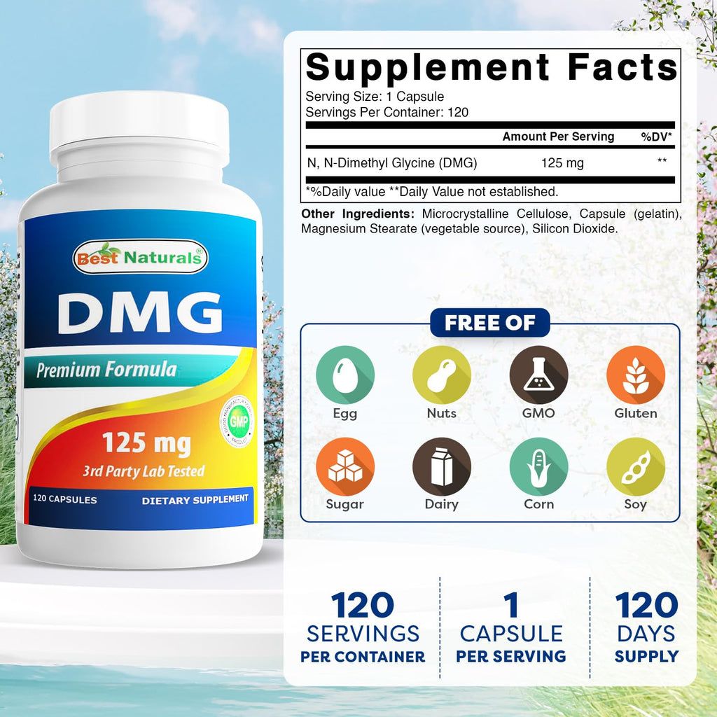 Best Naturals DMG 125 mg 120 Capsules (120 Count (Pack of 2))