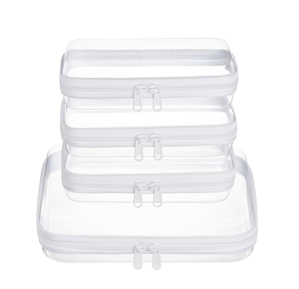 WELPIRT Clear Zipper Pouches, Hard Shell Zipper Case (M+3S)
