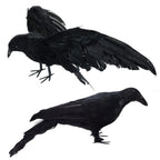 Black Fake Crows Halloween Decorations, 2 Pcs Large Realistic Feather Crows
