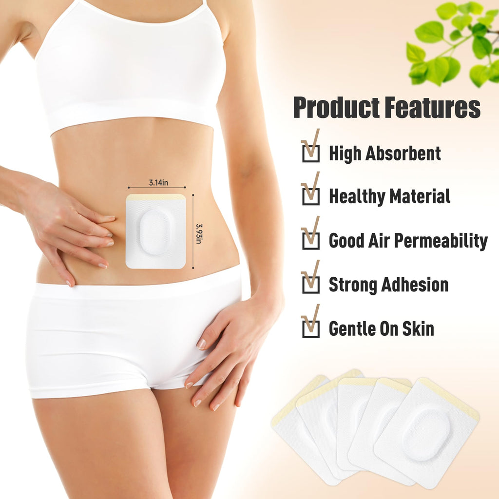 30Pcs ZINGTERRA Self-Adhesive Ellipse Castor Oil Pack Wrap for Belly Button,Disposable Highly Absorbent Organic Cotton Castor Oil Packs,No Wash,Anti-Seepage((Oil Not Included)