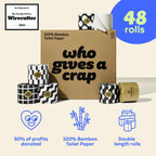 Who Gives A Crap 100% Bamboo Toilet Paper, 48 Rolls, 3 Ply, 370 Sheets, Long, Strong & Soft Toilet Tissue, Sustainable, Biodegradable, Renewable, Tree Free Bathroom Tissue Bulk Toilet Paper