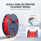 SUNLU 3D Printer Filament, Neatly Wound 250G Spool PLA Filament Bundle, 1.75mm PLA Filament Muticolor, High Compatiblity, 8 Rolls, Black+White+Grey+Burlywood+Purple+Bluegrey+GrassGreen+PureYellow