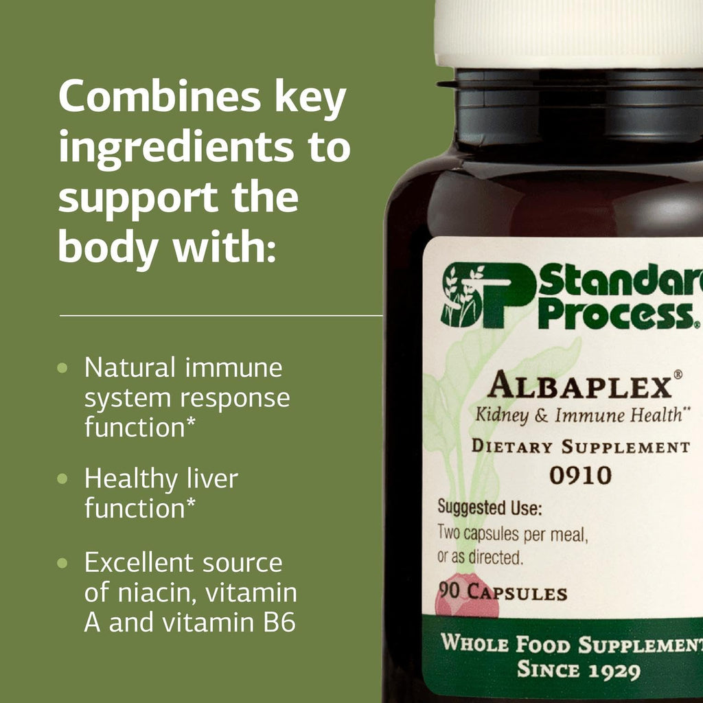 Standard Process Albaplex - Liver & Immune Health Dietary Supplement - Contains Vitamins A, B6 & C - Non-Dairy- 90 Capsules (45 Servings)