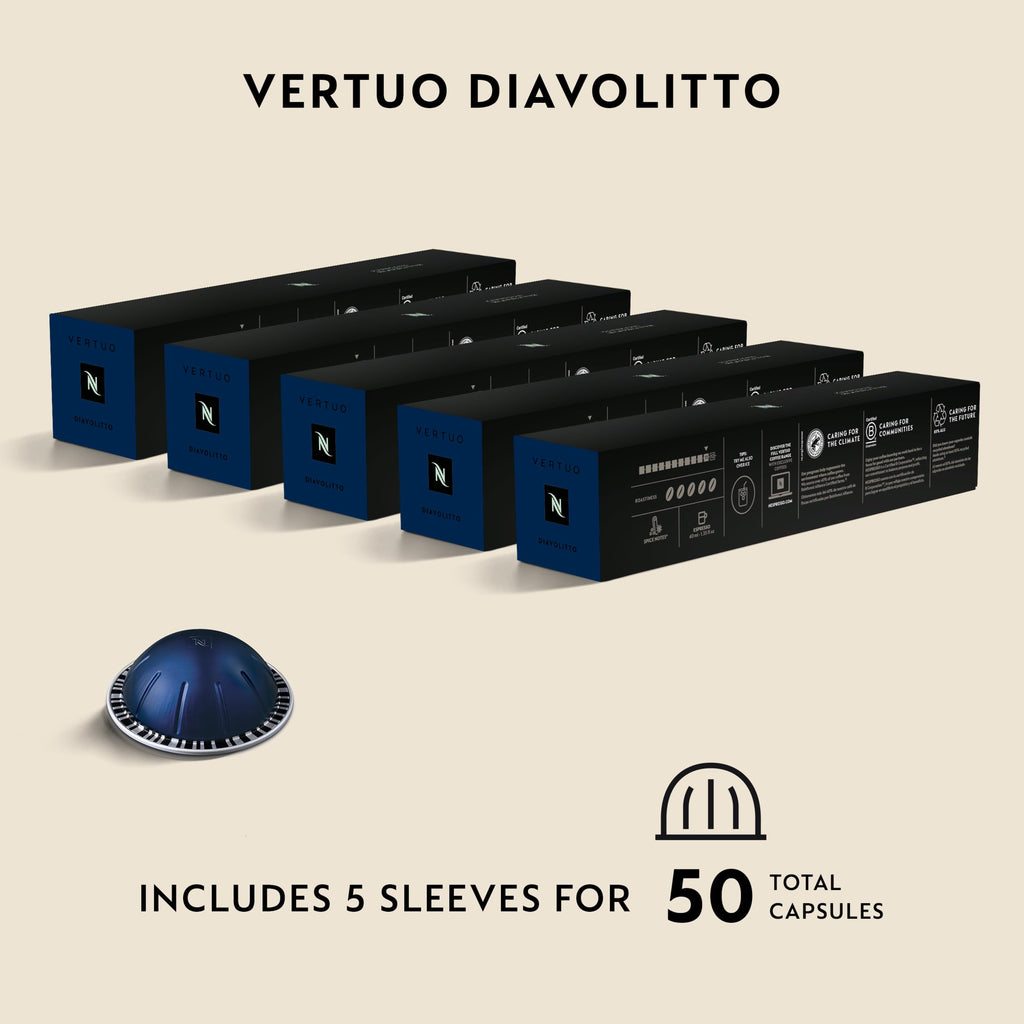Nespresso Vertuo, Diavolitto, Dark Roast, 50-Count Coffee Pods