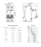 Chtaixi AC Miniature Circuit Breaker, 32 Amp 120V/240V 2 Pole DIN Rail Mount Circuit Breaker, Thermal Magnetic Trip, Solar AC Disconnect Switch MCB C32