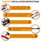 SVAAR 100PCS Flared Open Butt Connectors Kit 4/6/8/12-10 Gauge Butt Splice Connector Non-Insulated Butt Connectors Crimp Pure Copper 50PCS Seamless Barrel Wire Splice Terminals +50PCS 3:1 Heat Shrinks
