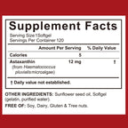 ITSDAWN Astaxanthin 12mg, 120 Softgels Antioxidant Supplement for Eye, Skin, Immune Support, Natural Microalgae Source, 4 Month Supply