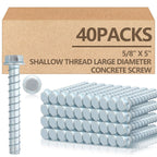 Tandefio 40 Pack 5/8" x 5" Concrete Screw Anchors Galvanized Large Diameter Heavy Duty Plated Concrete Anchors for Masonry Brick Anchoring Block Decking Framing Hex Drive