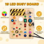 Joyreal Montessori Toddler Busy Board, 19 Led Wooden Sensory Board Educational Toy, Montessori Toys for 1-6 Year Old, Travel Toys Gifts for Toddlers Boys and Girls