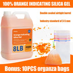 8LBS Silica Gel Desiccant Beads, Premium Orange Indicating Reusable Desiccant Bulk, Industry 3-5 mm Silica Beads Dehumidifier for 3D Filament, Electronic Devices, Camera, Jewelry, Safe (10PCS Bags)