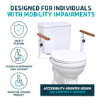 Lunderg Toilet Safety Rails for Seniors - Easy Installation & Super Sturdy Grab Bars Arms - Non-Bulky & Elegant Handicap Toilet Safety Frame - Seat Handles for Elderly, Disabled or Mobility Issues
