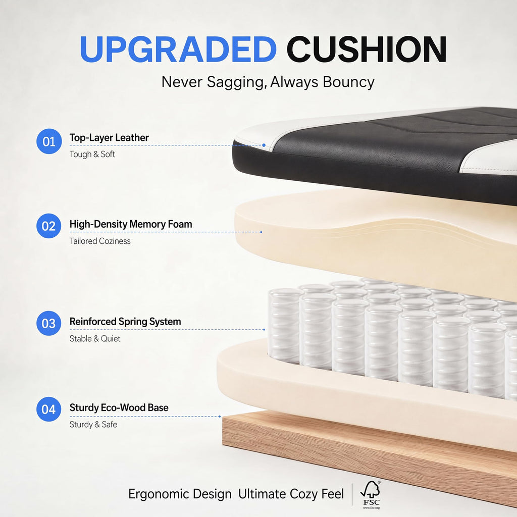 Kslysuty Desk Computer Gaming Chair - High Back Ergonomic Office Chair with Footrest and Lumbar Support, Swivel Comfy Home Gamer Video Game Chairs with Pocket Spring Cushion for Adults (White Leather)