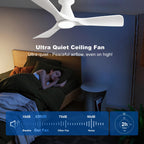 Depuley Ceiling Fans with Lights and Remote: Flush Mount Low Profile Ceiling Fan for Bedroom - Dimmable Indoor Outdoor Fan with APP Control White Timer
