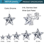 316L Stainless Steel Earrings Set Hypoallergenic Cubic Zirconia Stud Earring for Women Men (Heart/Teardrop/Oval/Star/Horse-Eye)