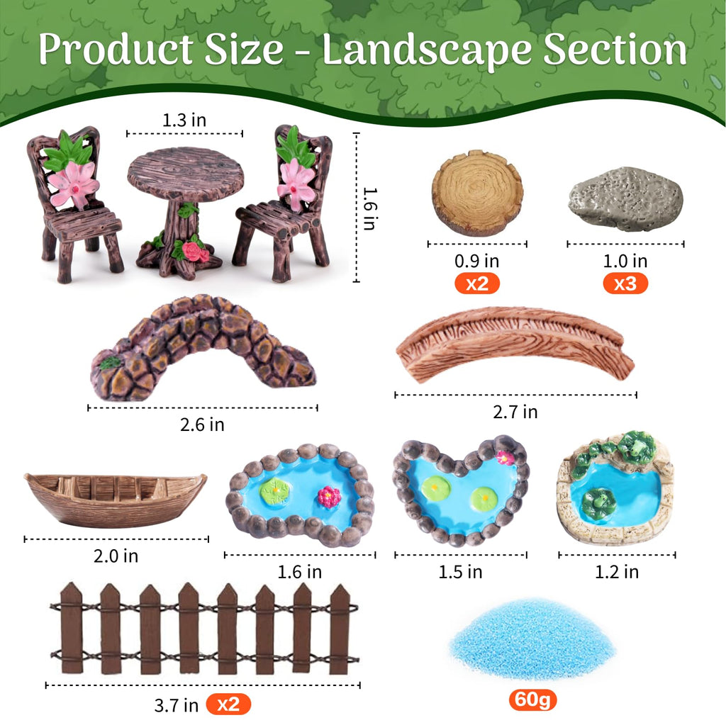 115Pcs Fairy House Kit Mini Fairy Garden Accessories Outdoor Supplies Decor