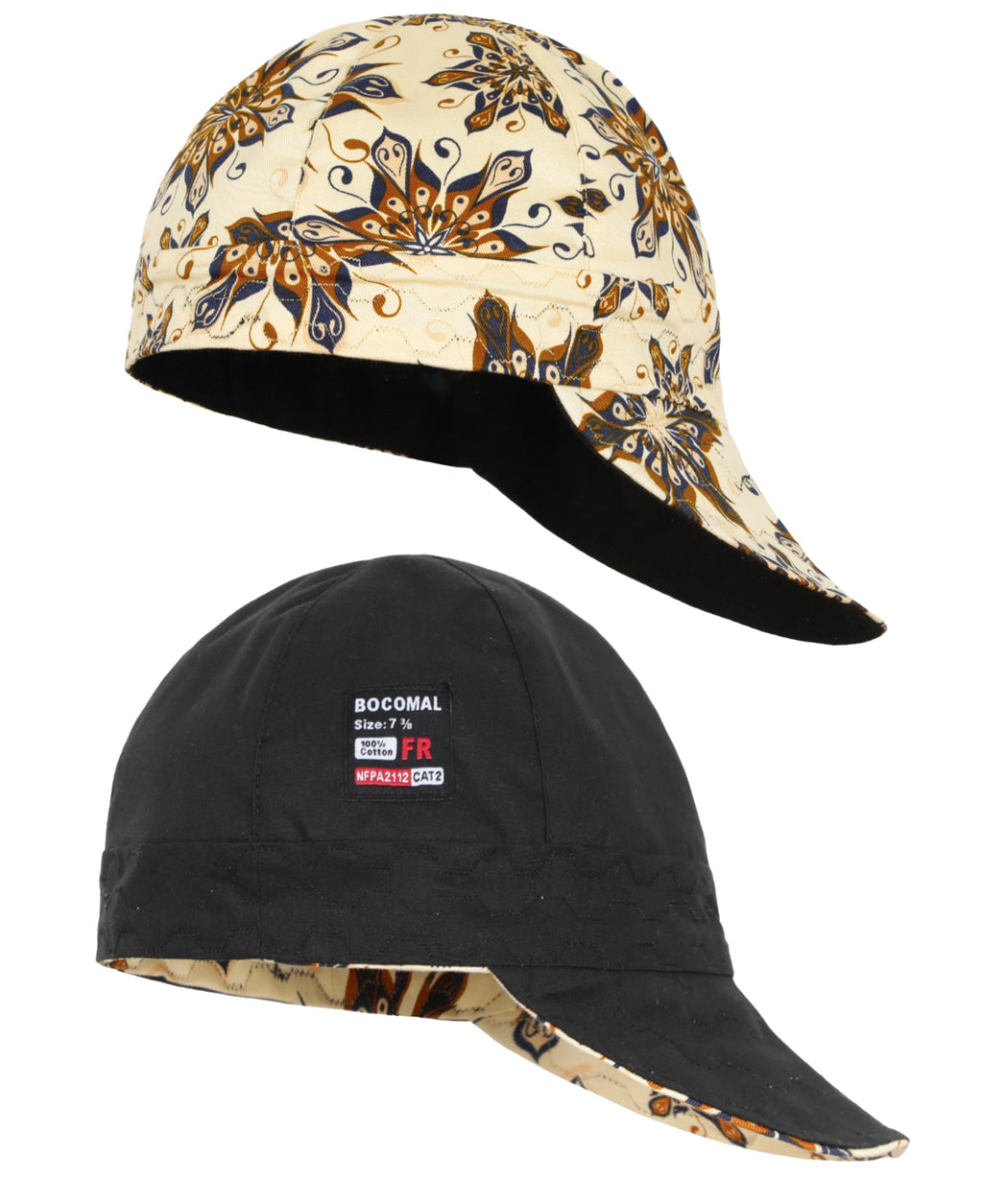 BOCOMAL 2 Pack Welding Cap Plaid Style CAT2 NFPA2112 Flame Resistant 7OZ Midweight Welder Hats 7 3/4