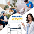 Folding Narrow Walker for Seniors – Width & Height Adjustable Walker with Bag, Lightweight Standard Walker for Elderly, Walkers for Seniors, Disabled, Bariatric