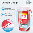 Sharps Container Small - Sharps Containers for Home Use and Labs - Portable Needle Disposal and Travel Size Biohazard Bin - 2 Quart (Pack of 3)
