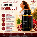 Saba Pomegranate Plus™ | Premium Longevity Support with AstaReal® Astaxanthin & Pomegranate Extract | Advanced Antioxidant Support for Healthy Aging, Cellular Protection & Daily Vitality | 60 Capsules