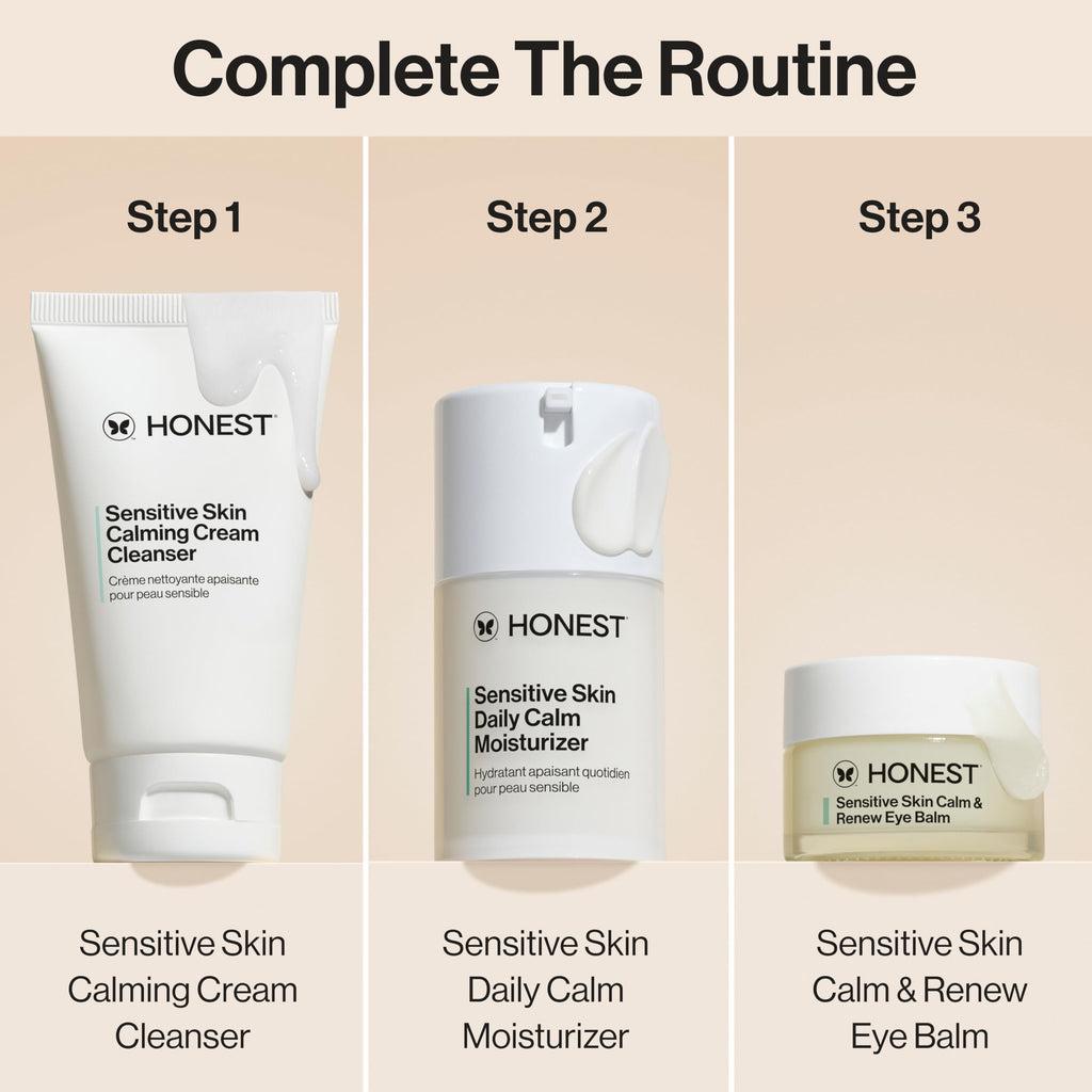 Honest Beauty Sensitive Skin Calm Renew Eye Balm, Moisturizing, Firming, Hypoallergenic, Fragrance-Free, Vegan, 0.5 oz