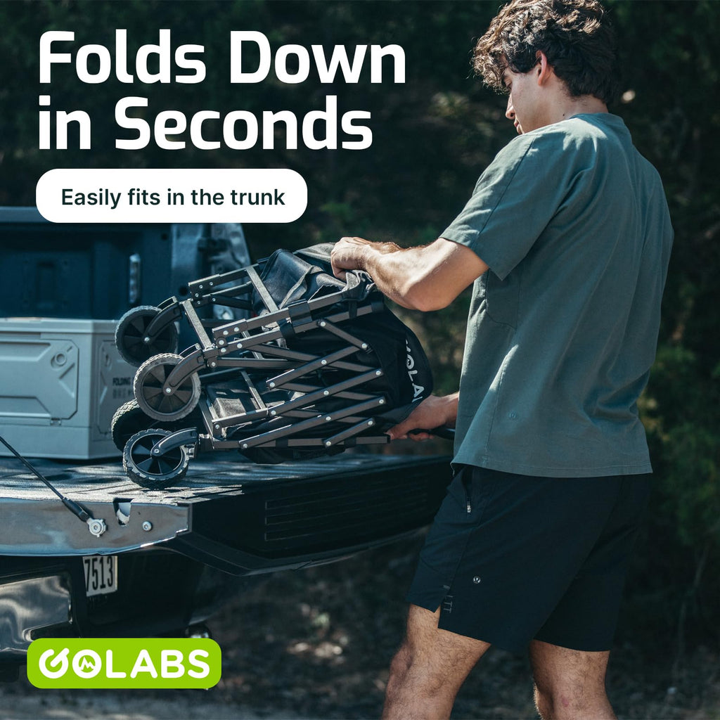 Golabs WA1 Collapsible Folding Wagon Cart, Max 220lb Load, Expands to 100L