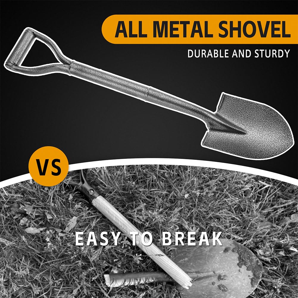 All Metal Shovels for Digging Gardening - 30in Small Shovel Spade with Short D Handle and Steel Blade - Perfect for Camping Planting Overlanding