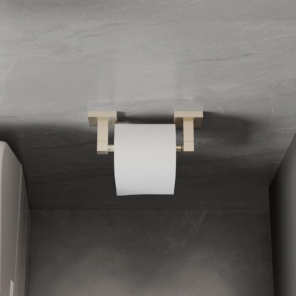 Ruacq Toilet Paper Holder Brushed Nickel 2 Pack Double Post Pivoting Square Tissue Holders Roll Holder Hangers Toilet Paper Stand Stainless Steel and Zinc Alloy Modern Wall Mounted