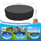 Tufmunb 79-80 inch Dog Pool Cover, Portable Round Collapsible Bathing Tub Kiddie Pool Cover with Oxford Cloth Material and Drawstring Design, Waterproof and Dustproof (Black) - Only Cover