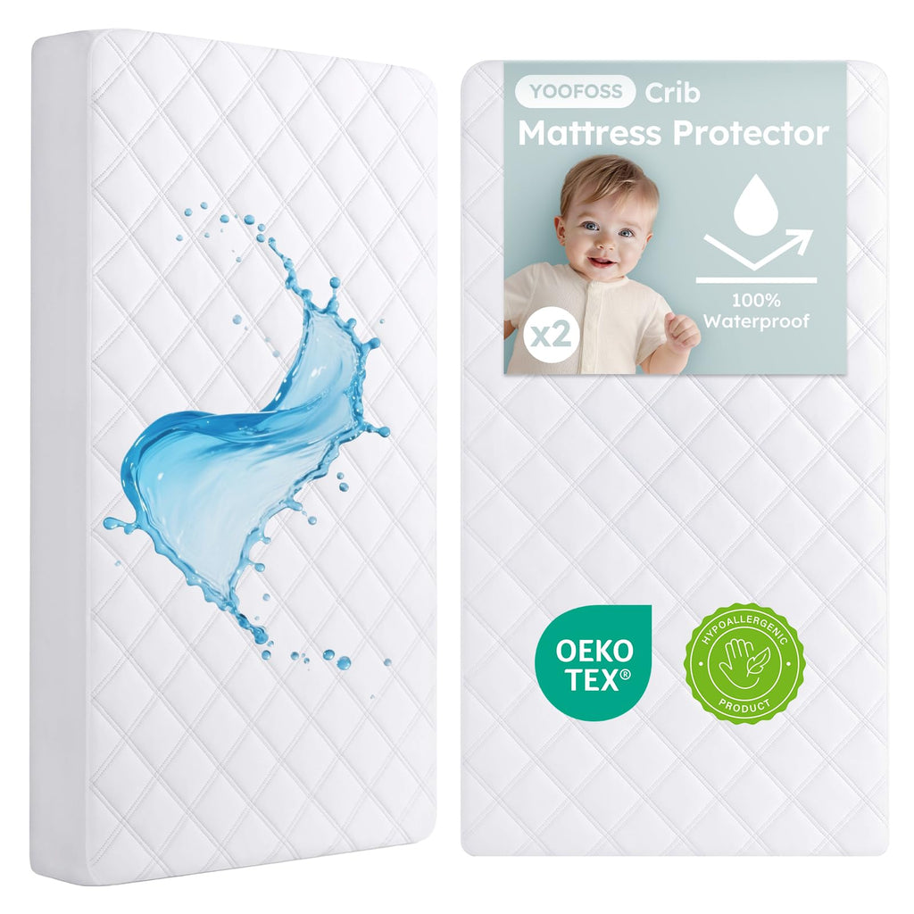 Yoofoss Waterproof Crib Mattress Protector Sheets Fitted 2 Pack 52''x28''