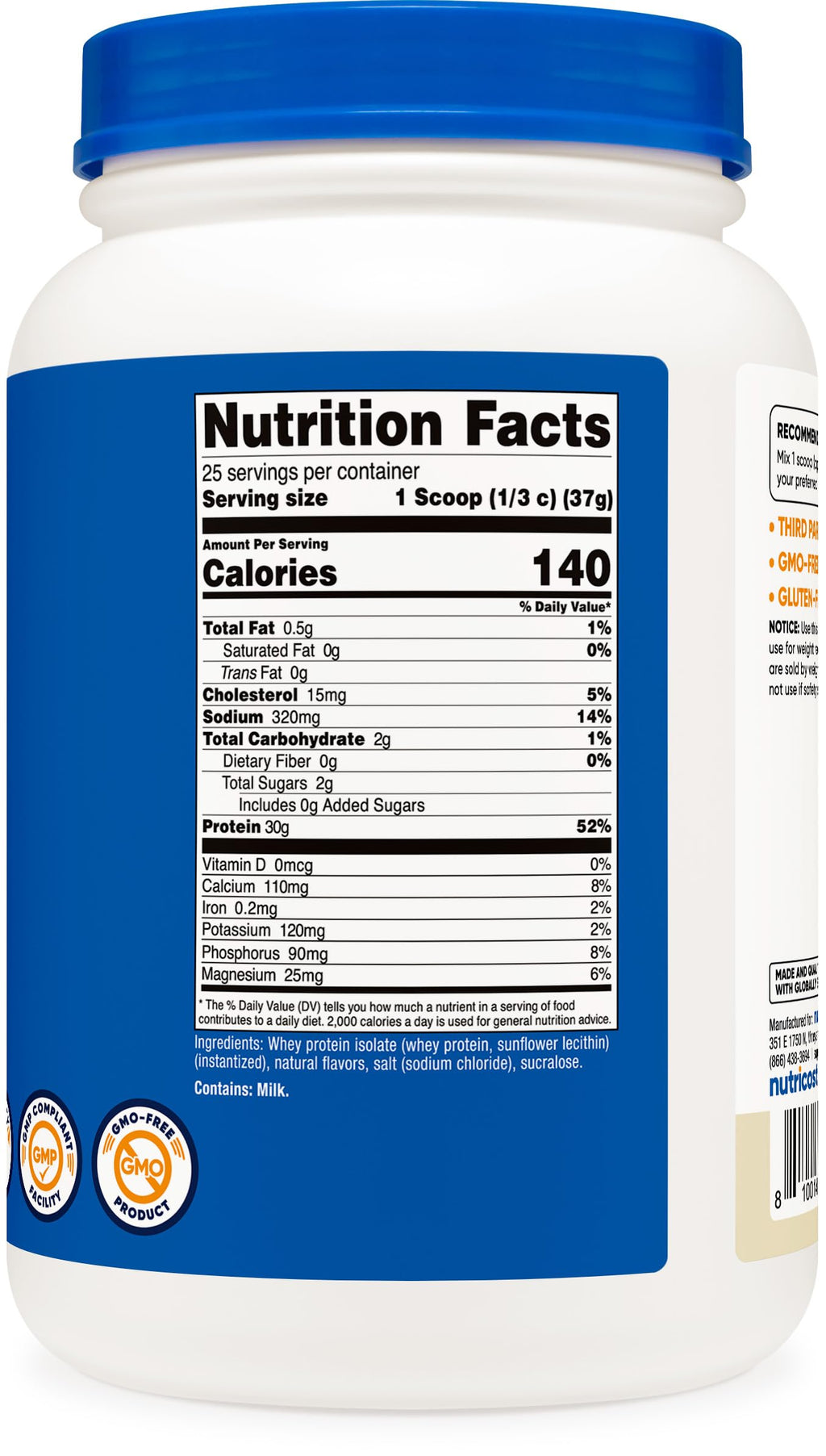 Nutricost Whey Protein Isolate (Vanilla) 1LB