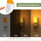 LOHAS-LED Amber Night Light, Dimmable Plug in Night Light with Light Sensor, Yellow Kids Nightlights, 5-80LM Sleep Light for Nursery, Bedroom, Bathroom, Hallway, Stairway, 2Pack