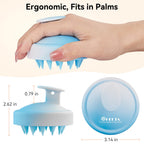 HEETA Scalp Massager Hair Growth, Soft Silicone Scalp Scrubber Shampoo Brush for Exfoliation, Dandruff Removal Head Massage Stress Relax, Wet & Dry Use for Thick Thin Curly Hair Care, Gradient Blue