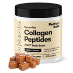Perfect Keto Collagen Peptides Protein Powder with MCT Oil, Hydrolyzed Collagen, Type I & III Supplement, Gluten Free Grass Fed, Low Carb, Keto Coffee Creamer, Collagen for Women & Men, Salted Caramel