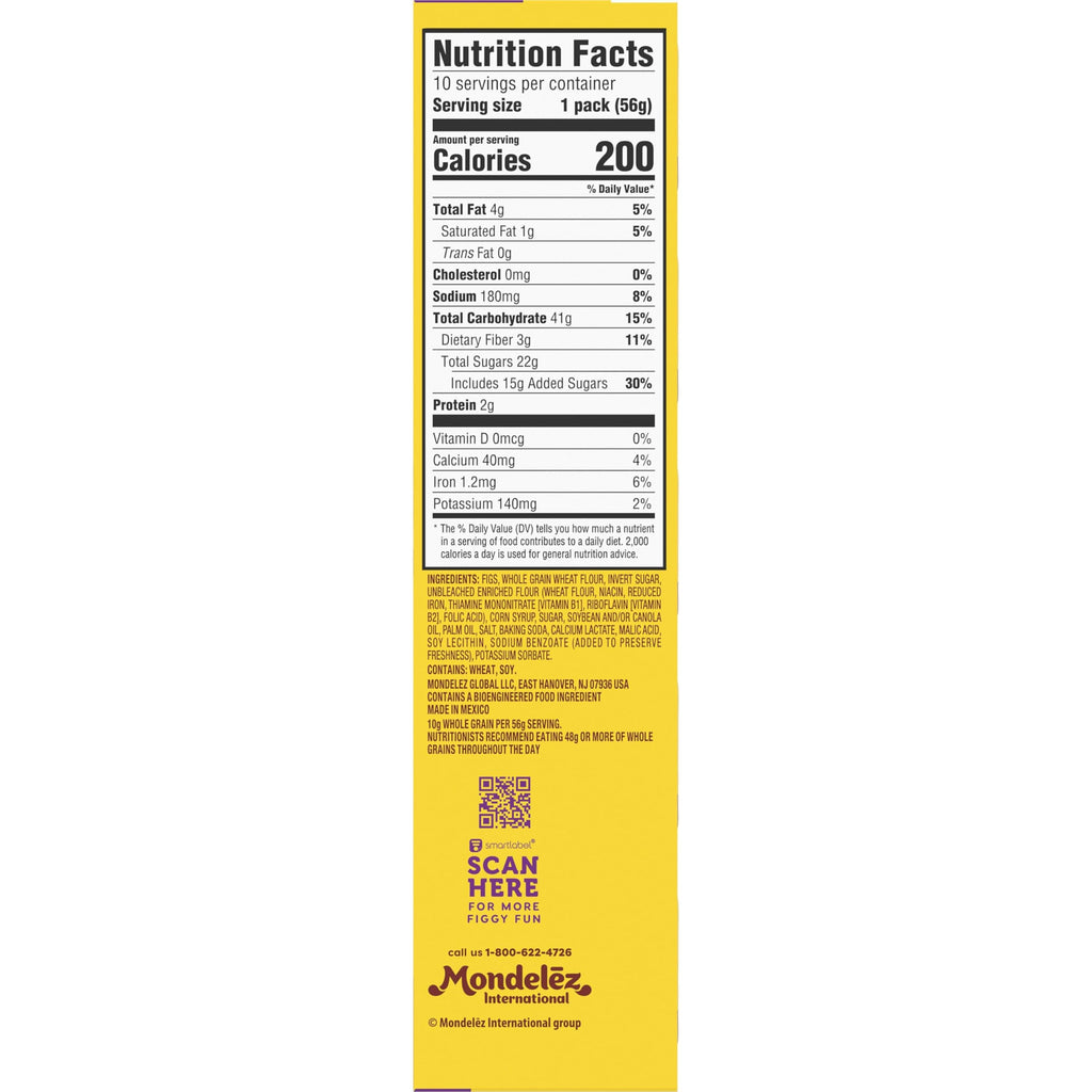 NEWTONS Soft Baked Real Fruit Fig Bars, Fig Cookies, 40 Snack Packs