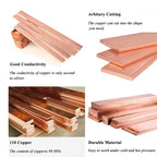 HWYEE 2Pcs 3/8" x 1" x 6" C110 Copper Flat Bar 6" Long, 10 x 25 x 152mm 99.98% Pure Copper Bus Bars DIY Craft, Electrical Connectors for Electroplating (2PCS,10 * 25 * 152mm)