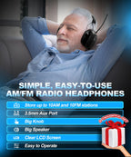 ZOHAN AM/FM Radio Headphone with Digital Display,Ear Protection Noise Reduction Earmuffs,Comfortable Hearing Protector(Black, Radio)
