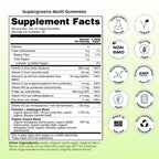 wholier Daily Supergreens Multi Gummies, Organic Greens, Prebiotics, Vitamins & Minerals, Vegan Multivitamin Gummy for Adults, Gut Health, Energy, Immunity Support, Gluten Free, Lemon Berry, 60 Count