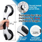 LEVERLOC Grab Bars for Bathtubs and Showers 2 Pack Suction Grab Bar, Heavy Duty 12 Inch Shower Handle Removable Handrails for Seniors and Elderly, Bathroom Safety Grip No Drilling Waterproof Black