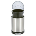 Glad Small Trash Can, 1.2 Gallon | Round Stainless Steel Garbage Bin with Soft Close Lid & Step Foot Pedal | Metal Waste Basket with Removable Inner Bucket, Stainless, 8 x 9.5 x 12 inches