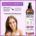 pureSCRUBS Ultra Moisturizing Lavender Body Oil Spray for Dry Skin, Massage, Cuticles & More, Organic Blend of Jojoba, Argan, Coconut, Sweet Almond & Avocado Oils Enriched with Vitamin E, Lg 4oz