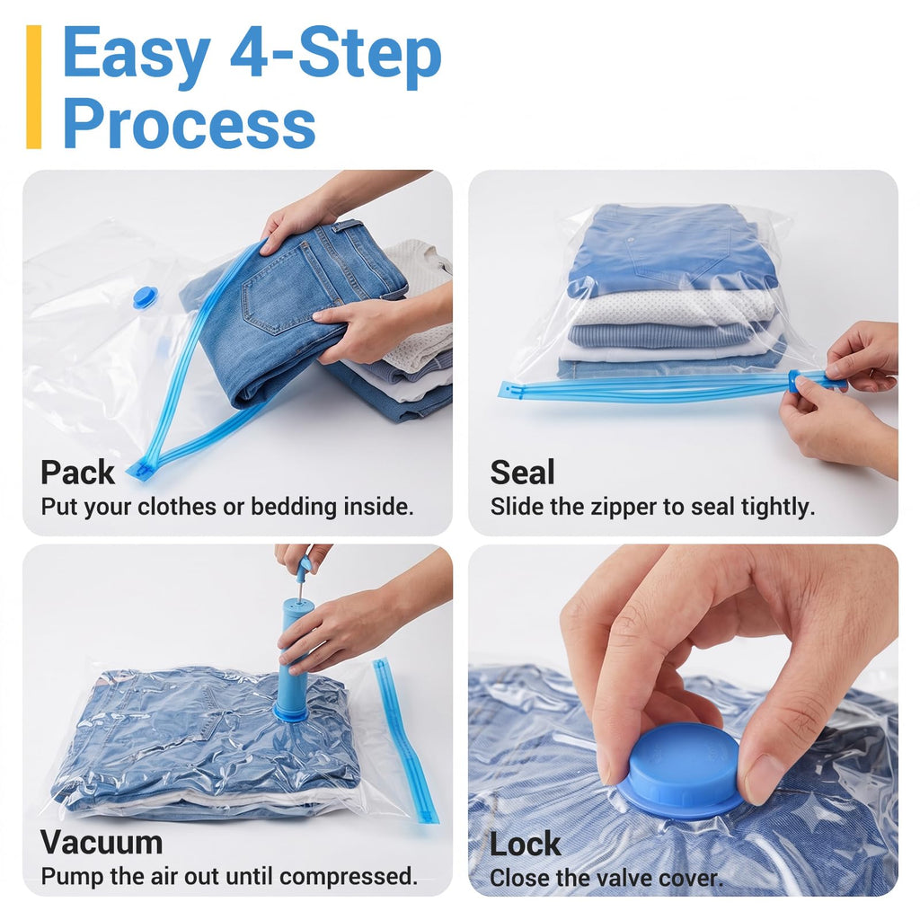Fygrip 80% Space Saver Vacuum Storage Bags with Hand Pump, 10 Jumbo