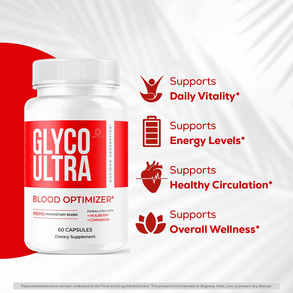 Glyco Ultra - Glyco Ultra Optimizer Capsules, GlycoUltra Support Advanced Formula Premium Pills Maximum Strength All Natural Vitamins for Overall Health & Wellness, 60 Capsules for 1 Month