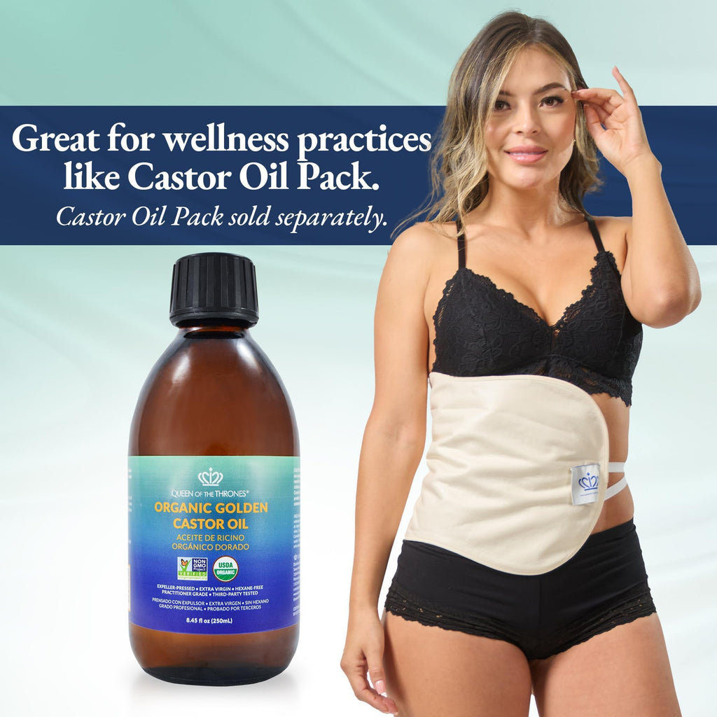 QUEEN OF THE THRONES Organic Golden Castor Oil | 100% Pure for Hair, Skin, Nails, Brows & Lashes | Hexane-Free | USDA Certified [8.4oz (250ml)]