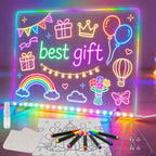 Signsxcel Led Note Board with Colors,16''Drawing Tablet,6 Modes & 8 Colors Light Up Drawing Board,Kids Toy with 13 Light Effects,Birthday Holiday Day Gifts for Girls & Boys Age 3+（White）