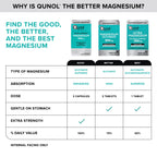Qunol Magnesium Glycinate Complex, Gentle on Stomach, 250mg One Pill Dose, Superior-Absorption Magnesium, Nerve, Bone and Muscle Health Supplement, 90 Count (Pack of 1)