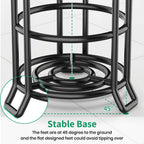 TomCare Toilet Paper Holder Toilet Paper Stand and Dispenser for 3 Spare Rolls Metal Wire Free-Standing Toilet Tissue Paper Roll Storage Shelf Bathroom Accessories Storage Organizer Black