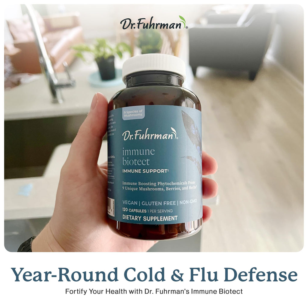 Dr. Fuhrman All Natural Immune Support Supplement | Whole-Food Derived Vitamin for Immunity Defense | Organic Mushrooms, & Berries | Organic Lion’s Mane, Maitake, Reishi, and Elderberry | 120 Caps