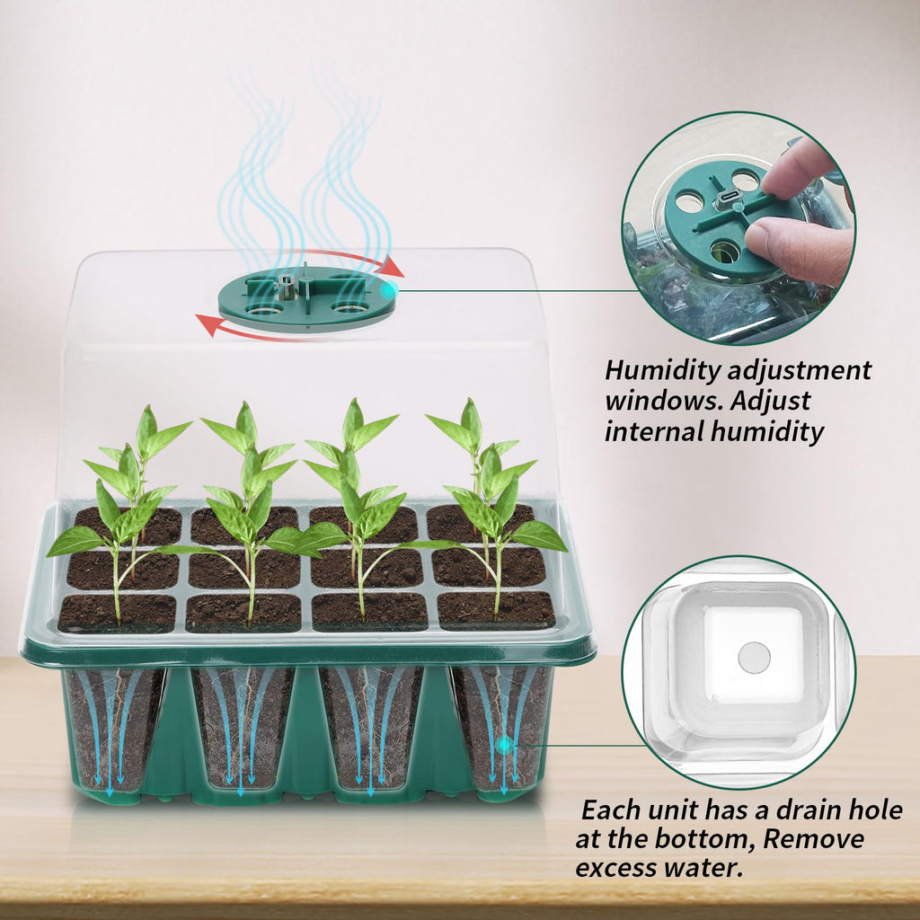 Idealife Seed Starter Tray,Plant Propagation Station with Grow Light,2 Pcs