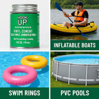HOOK UP Vinyl Cement – Waterproof Pool Liner Repair Glue for Vinyl & PVC, Fast-Drying Flexible Contact Cement for Inflatables, Air Mattresses, Boats, Tarps, Hot Tubs & Pool Patch Repairs (16 oz)