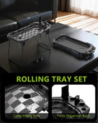 OZCHIN Foldable Metal Tray Set, Stylish Tray with Cleaning Brush & Scoop Card, Portable Space-Saving Organizer for Home or Travel, Great